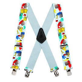 Suspender Store Novelty Painter Design Suspenders - 2-Inch Wide Elastic - X-Back - Clip - 54" for 6'1" to 6'5" tall