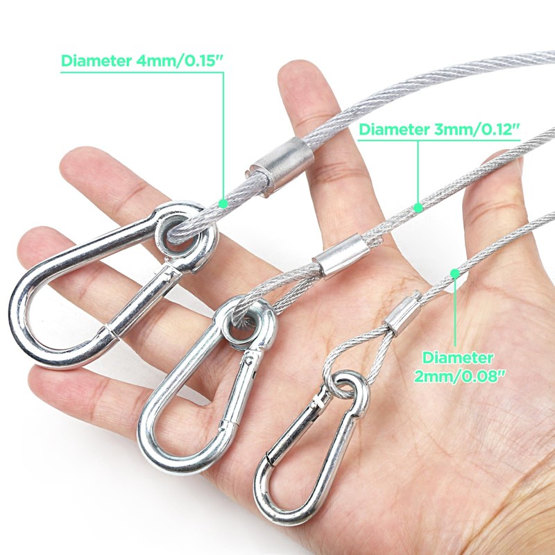 WECAN Safety Rope Fixing Device, Stage Light Safety Cable, Transparent