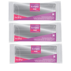 M00060x3 MOREZMORE 3pc Sculpey Premo Silver Oven Bake Polymer Clay 8oz