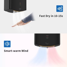 AIKE Air Wiper Compact Hand Dryer 110V 1400W Black (with 2 Pin Plug) Model AK2630