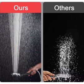 High Pressure Shower Head with Handheld, Handheld Shower Head with 2m Hose and Adjustable Bracket, Detachable, 3 Setting, Chrome