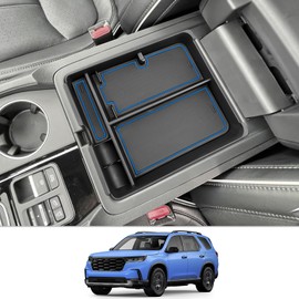 CDEFG 2023 2024 2025 Pilot Center Console Organizer Tray for 2023-2025 Honda Pilot Touring Sport EX-L Elite TrailSport LX Middle Console Storage Box 2024-2026 Ridgeline/ 2024-2026 Passport (Blue)
