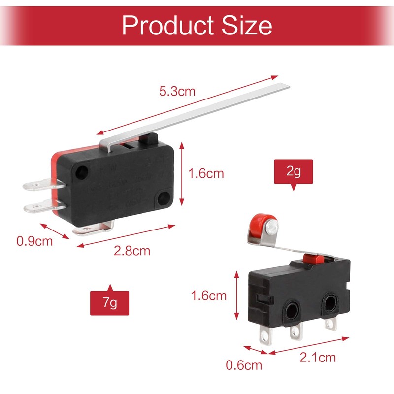 Iyowei 10 PCS Micro Limit Switch Long Hinge Lever +