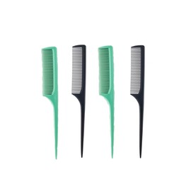 4Pcs Rat Tail Combs for Women - Fine Tooth Anti-Static Styling not easy to break Plastic Combs (Black and Green, One Size)