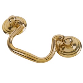 Plain Cast Brass Swan Neck Drawer Bail Pull | Centers: 2 1/2" | Handle for Antique Cabinet Door, Dresser Drawer, Desk | Reproduction Furniture Hardware | UA-870-PCB