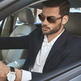 CARFIA Classic Square Polarized Sunglasses for Men UV400 Protection Durable Acetate Temple Metal Frame Driving Fishing Glasses CA5397