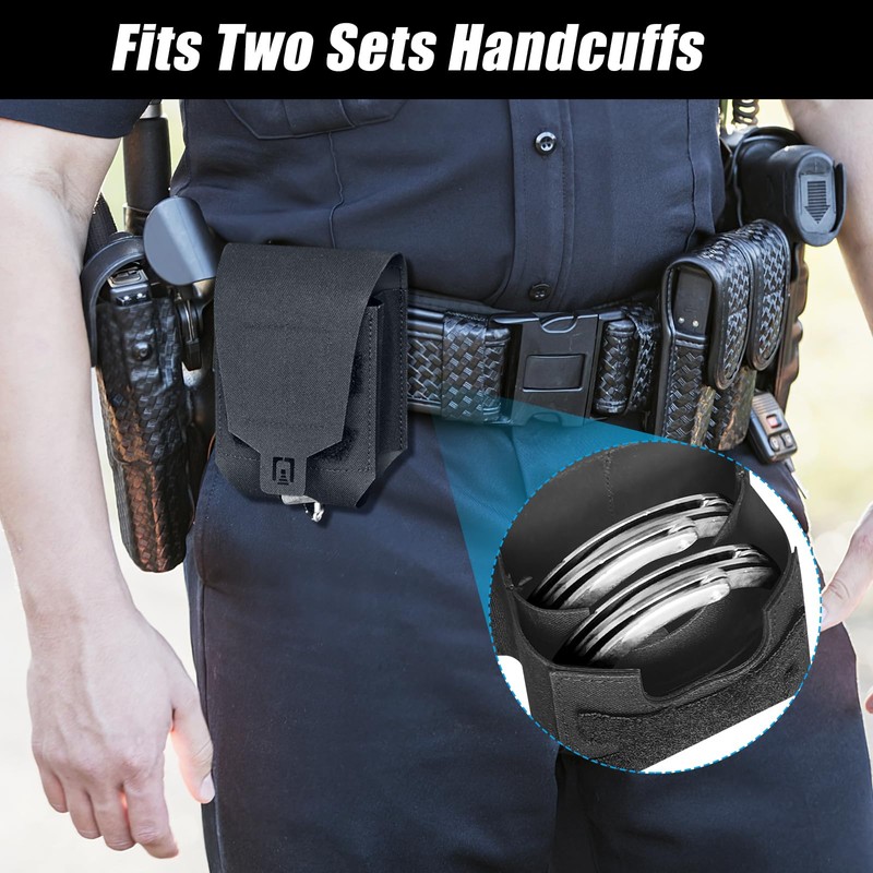 NEXT STATION Double Handcuff Pouch,MOLLE Handcuff Holster fits Multiple Cuffs,Handcuff