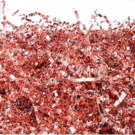 MOLLHAITY 1LB Crinkle Cut Paper, Shred Great for Gift Filler, Basket Filling, Birthdays, Weddings, Anniversaries, Easter, Valentines Day, and other occasions (Rose Gold-B)