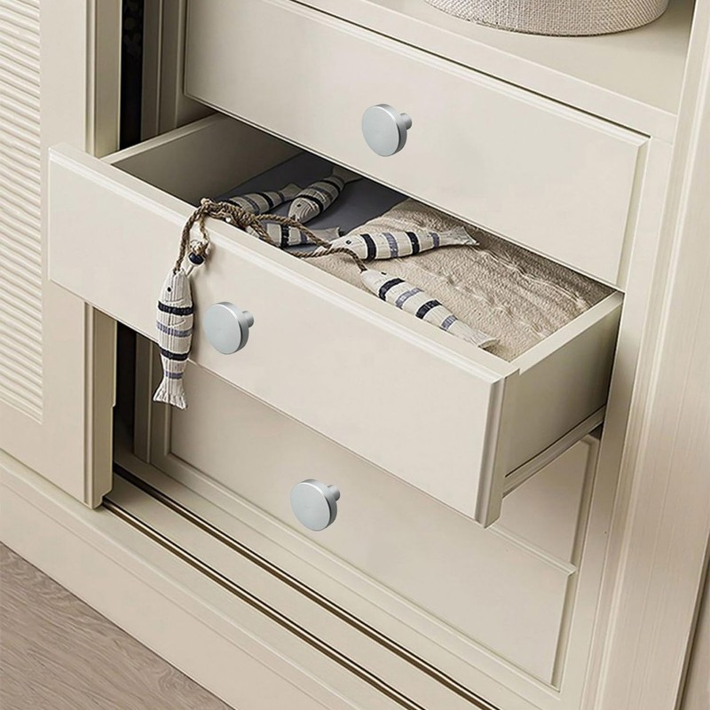 QZKJQDD 2 Pack Silver Cupboard Knobs, Single Hole Cupboard Handle,