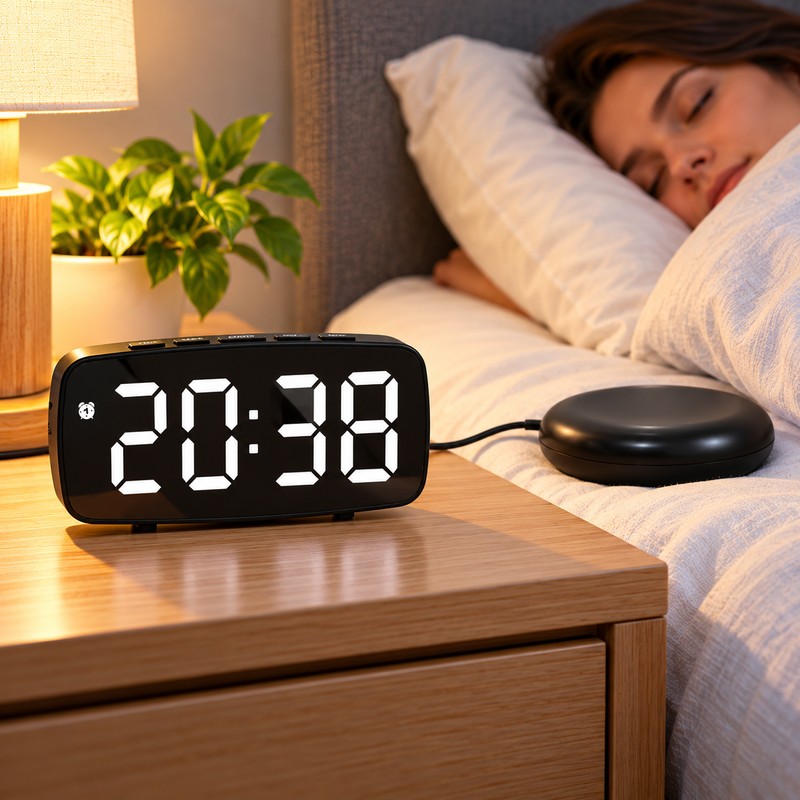 Vibrating Alarm Clock for Heavy Sleepers – Large LED Display