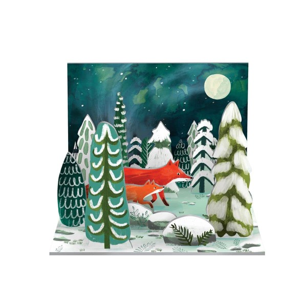 Christmas Roger la Borde Pop Up Cut-Out Figures Moon Foxes 15 x 21 cm
