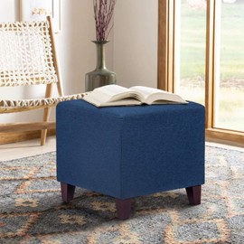 Joveco Ottoman Foot Rest 16" Square Fabric Stool (Navy Blue)