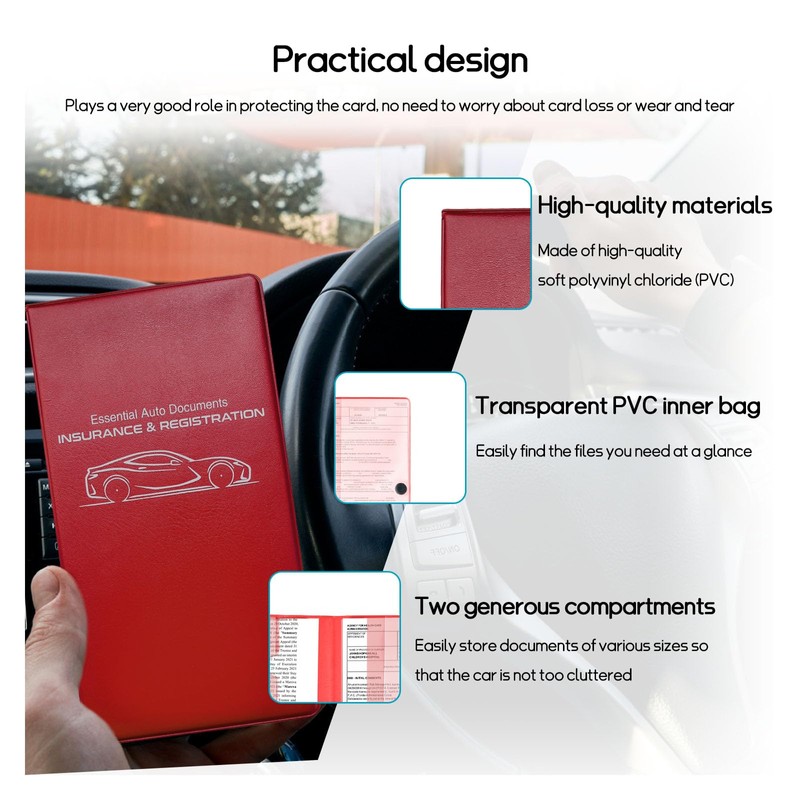 Dickno Car Registration and Insurance Holder, 10.39''×9.56'' Essential Auto Card