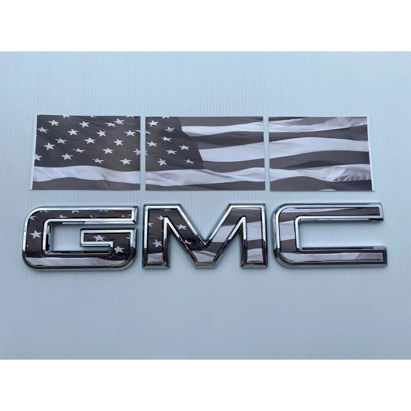 EmblemsPlus GMC Canyon Black American Flag Grille GMC Emblem Overlay