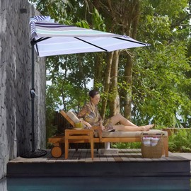 ABCCANOPY Patio Half Umbrellas 9FT (Blue Purple Stripes)