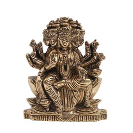 Exotic India 3" Small Goddess Gayatri Seated on Lotus | Flat Brass Statue