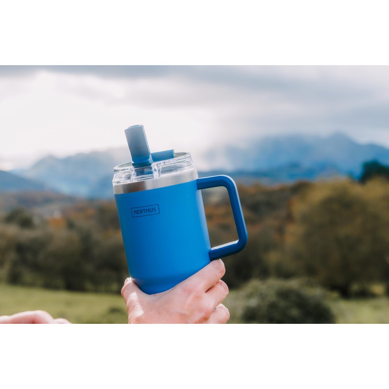 NERTHUS FIH 1435 tazza termica 600 ml blu con coperchio