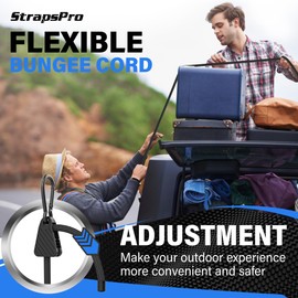 48 Inch Adjustable Carabiner Bungee Cords with Hooks, Easy to Adjust from 7" to 48", Black Bungee Straps with UV-Resistance & Superior Elasticity for Cargo, Bike, Luggage, Carts, Truck, etc (6 Pcs)