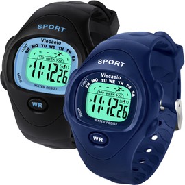 Viecaeio Kids Digital Watch Boys, Gift Set (2-Piece) with Soft Strap, 30 Meter Waterproof Sports Kids Watch, Learning Time Easy to Read, for 3-8 Years, (Black and Blue)