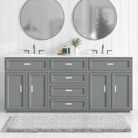 Yimobra Luxury Bathroom Rugs, Fluffy Bath Mats, Non Slip, Water Absorbent Microfiber, Machine Washable, Plush Runner Shower Rugs, Thick Matts for Bathroom Floor&Tub, 60"x 24", Light Gray and White