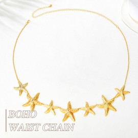 Jovono Starfish Boho Waist Body Chain Gold Starfish Belly Belt Chains Beach Summer Body Jewelry for Women One Size /No Gemstone, /, No Gemstone
