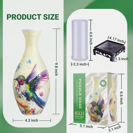 3D Puzzle Vase,160 Pieces 3D Puzzle Vase for Flowers,Unique Adult Crafts and Art,Great Gift for Women, Mother’Day Gifts, 3D DIY House Warming Gift for Flower Arrangements and Home Decor