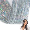 47 Inch Hair Tinsel 220 Silver Sparkling Highlights Synthetic Hair