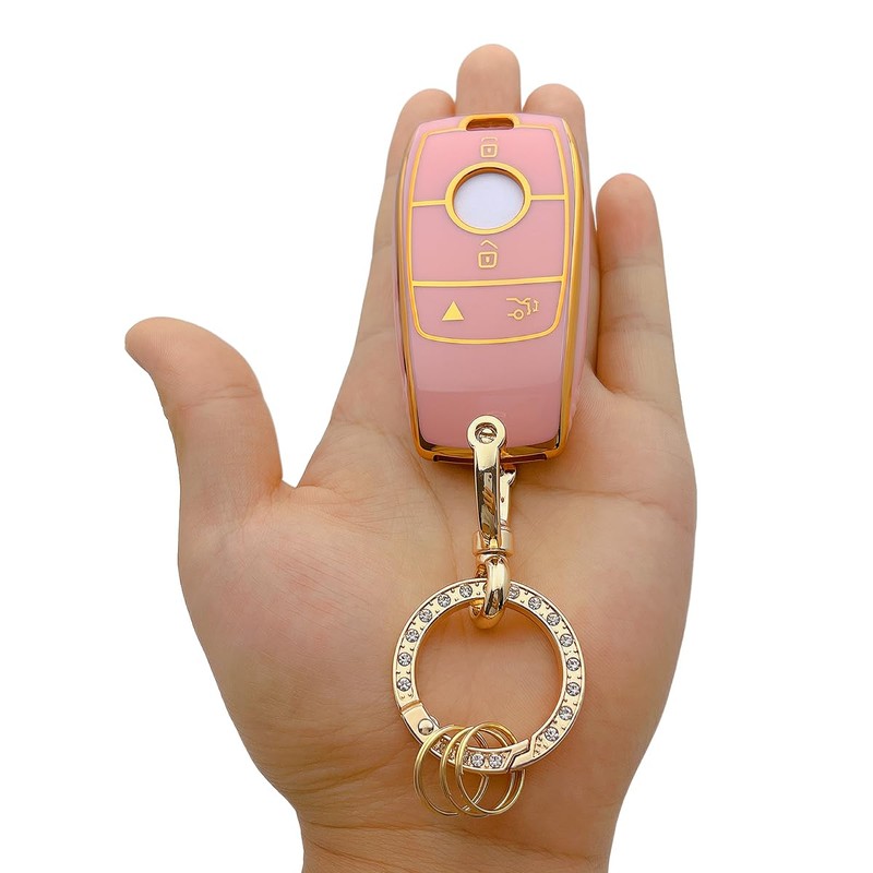 OVIOBOER Pink Soft TPU Key Fob Cover Case Protector for