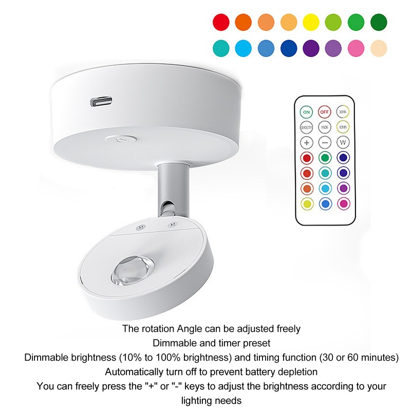 LED Spotlight Rechargeable Picture Lights RGB Closet Spotlights 13 Color