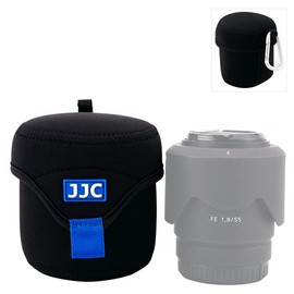 JJC Mirrorless Lens Pouch Bag Protective Case for Canon Fuji Olympus Nikon Sony Lenses, Soft Neoprene Water Resistant Travel Carry Camera Lens Wrap with Carabiner (Interior Size 3.1 x 3.1")