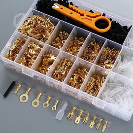 1050 PCS 2.8/4.8/6.3mm Crimp Terminals Insulated Male and Female Wire Connector Ring Terminal M3 M4 M5 M6 453 Electrical Wire Spade Connectors Insulated Sleeves Kit