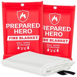 The Prepared Hero Emergency Fire Blanket - Simple and Easy to Use. Never Expires.:_2 Pack