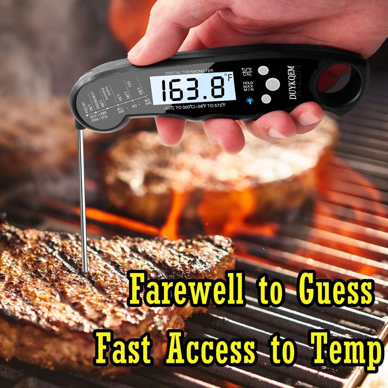 DUYKQEM Instant Read Digital Meat Thermometer (2 Pack) Waterproof Kitchen