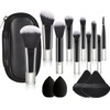 15 Piezas Brochas para Maquillaje con 10 Brochas, 2 Esponjas,