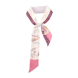 JERLA 100% Mulberry silk Scarf Head Hair Ribbon Handbag Handle wrap Tie Bundle Scarf Neckerchief Scarf for women (Pink ladies)