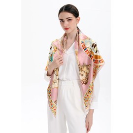 MEISEE 100% Pure Mulberry Silk Scarf 43”*43” Large Square Lightweight Headscarf Women’s Hair Wraps Shawls with Gift Packed (Classic Pink Gem)