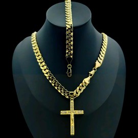 Stylish and elegant slim 14K printed chain and bracelet set - Luxury Jewelry TikTokShop - size: 7.5mm