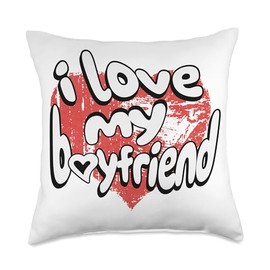I Love My Boyfriend Vintage Heart Boyfriend Throw Pillow
