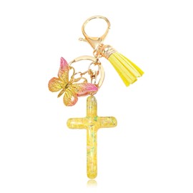 Hoheng Cross Keychain Butterfly Bag Charms for Handbags Cross Purse Charms for Women Trendy Gifts