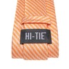 Hi-Tie Light Orange Striped Tie Sets Wedding Silk Necktie Pocket