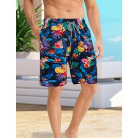 APTRO Men's Swimming Trunks, Long Swimming Shorts, Quick-Drying Board Shorts, Leisure Shorts with Inner Briefs, 2401