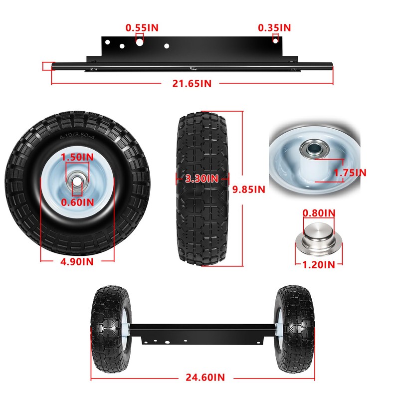 All Terrain Wheel Kit, Fit for Honda EU3000is Generator, Solid