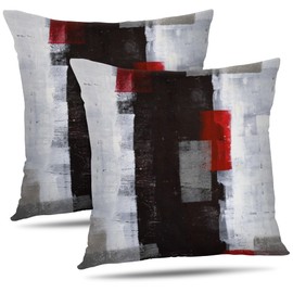 Alricc Throw Pillow Covers 18x18 (2 Pack) - Abstract Modern Home Art Decor - Decorative Pillows for Couch, Living Room & Bedroom - Red Black