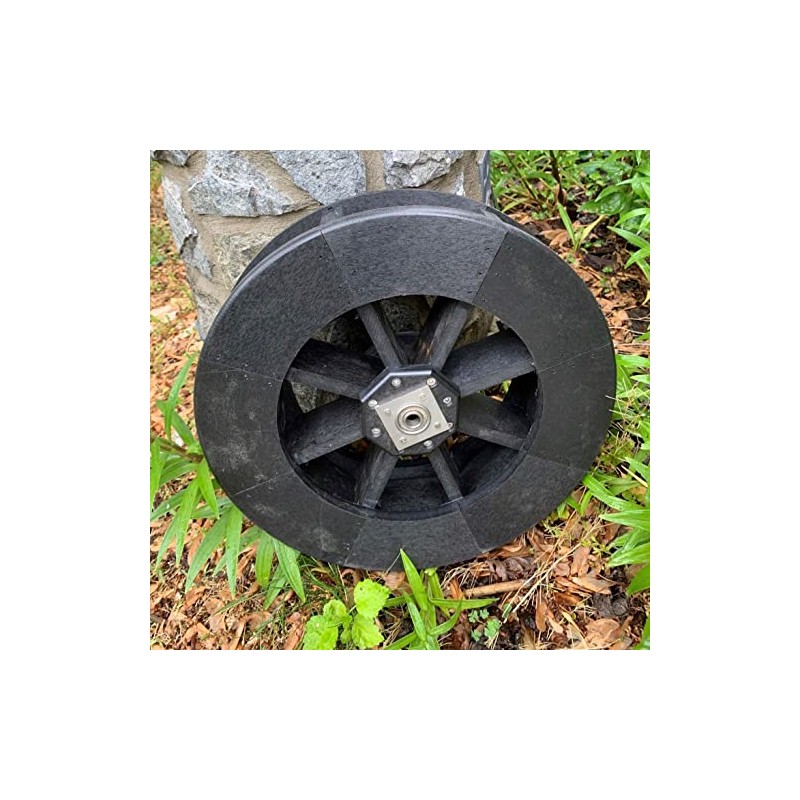 Amish-Made Small Round Black Poly Decorative Water Wheel