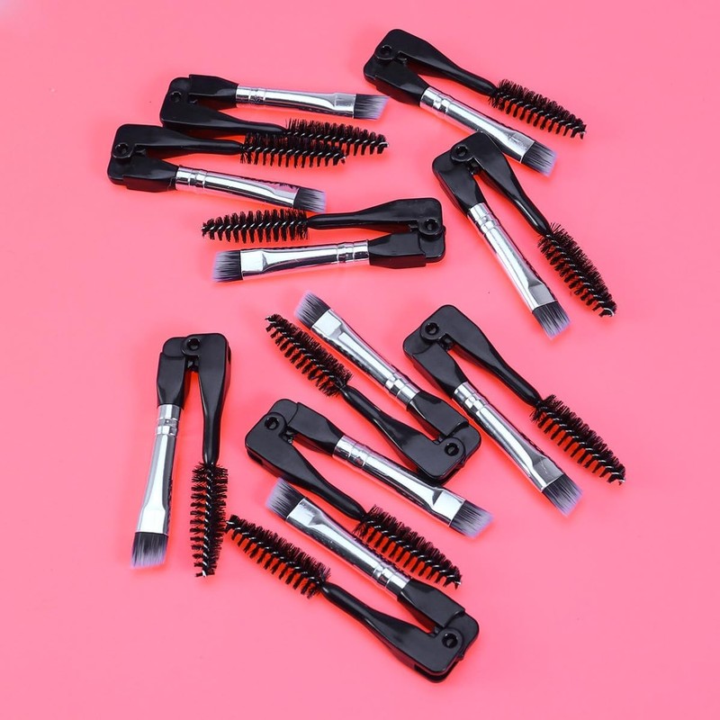 10 Piezas Cepillo Plegable Doble, Maquillaje Portátil Negro