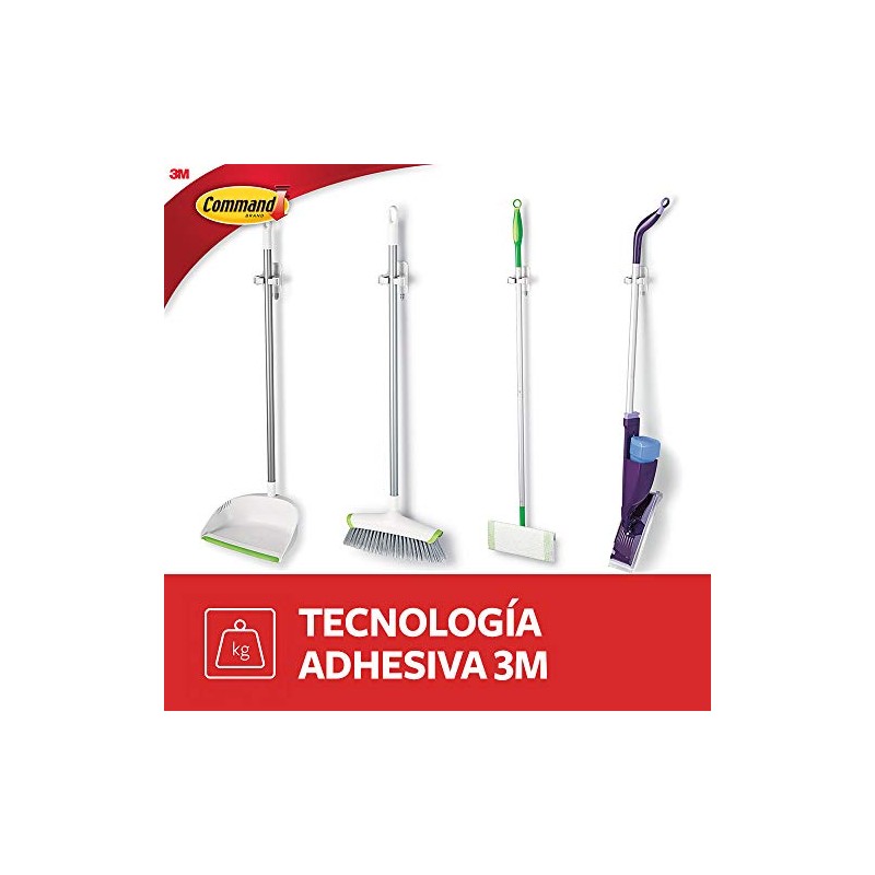 Command 3M Gancho Sujetaescobas, Blanco (Modelo 17007ES)
