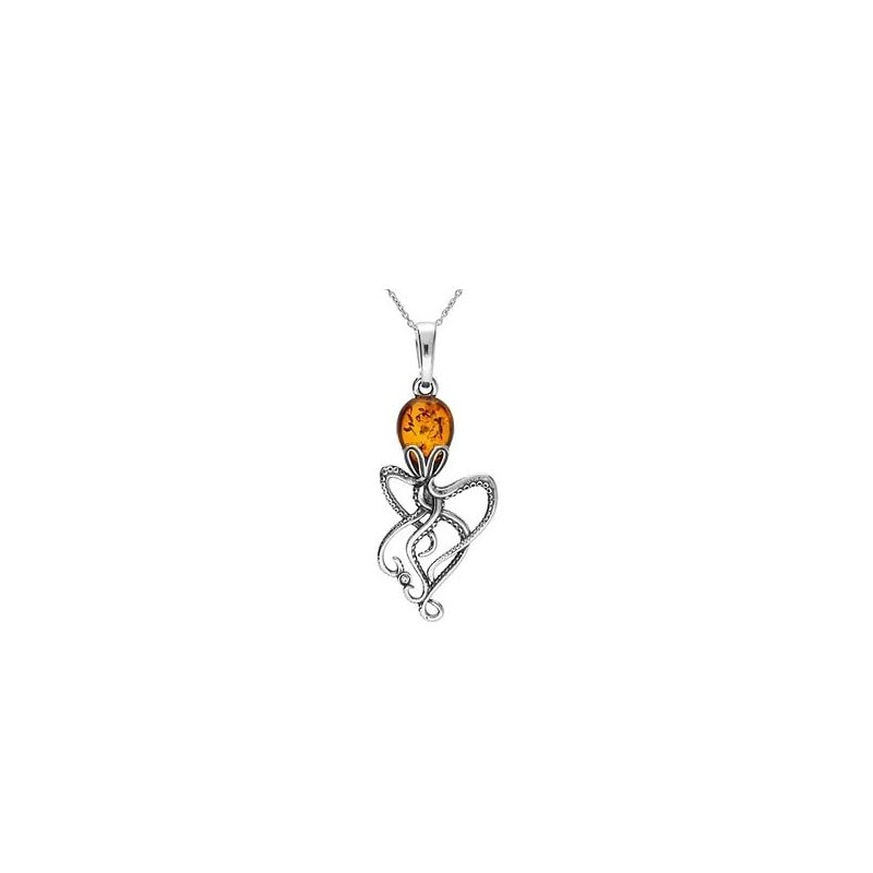 Milena Necklace Amber Silver Octopus Medium