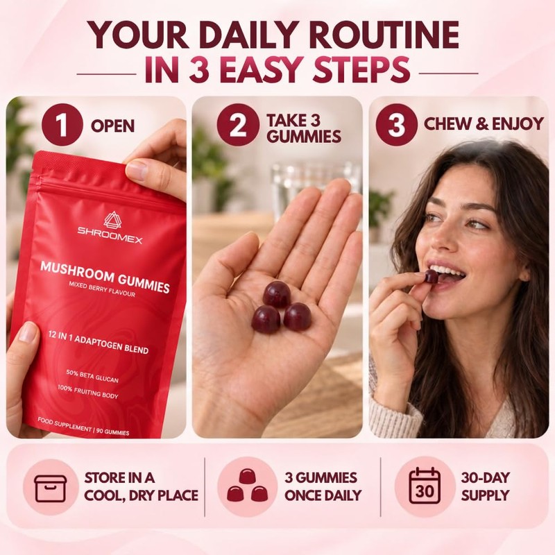 12-in-1 Mushroom Gummies 2,700mg with Lion's Mane, 90 Gummies
