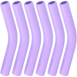 YALOJE 6pcs Food-Grade Silicone Straw Tips, Reusable Metal Straw Elbows Tips, Temperature Resistant Rubber Straw Covers Replacement Tip for 5/16" Stainless Steel Straws - Purple