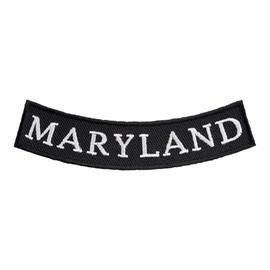 PatchStop Maryland State Bottom Rocker Biker Patches for Vests Motorcycle Jackets Jeans - 4x1.25in Small Iron On USA Travel Souvenir Embroidered Emblem - DIY Sew On Patch to Hats Backpacks Luggage